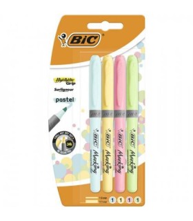 BLISTER 4 MARCADORES FLUORESCENTE COLORES PASTEL BIC 964859