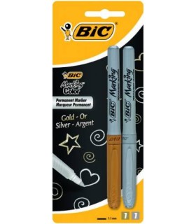 BLISTER 2 MARCARDORES PERMANENTE ORO / PLATA BIC 900340