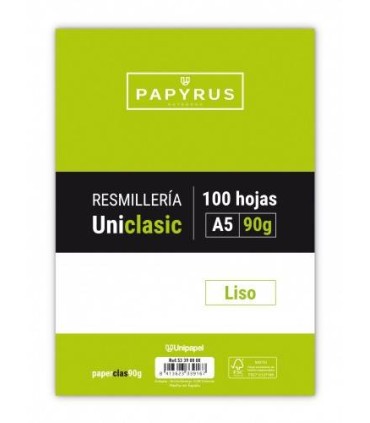 RECAMBIO PAQUETE 100 HOJAS A5 UNICLASIC 90 GR. LISO SIN MARGEN PAYRUS 53390000