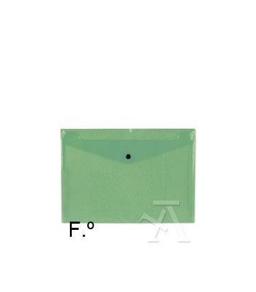 SOBRE POLIPROPILENO FOLIO SOLAPA C/BROCHE PLASTICO VERDE CARCHIVO 342K15