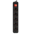 REGLETA LANBERG 5 TOMAS SCHUKO CON PROTECION NEGRA 1.5M