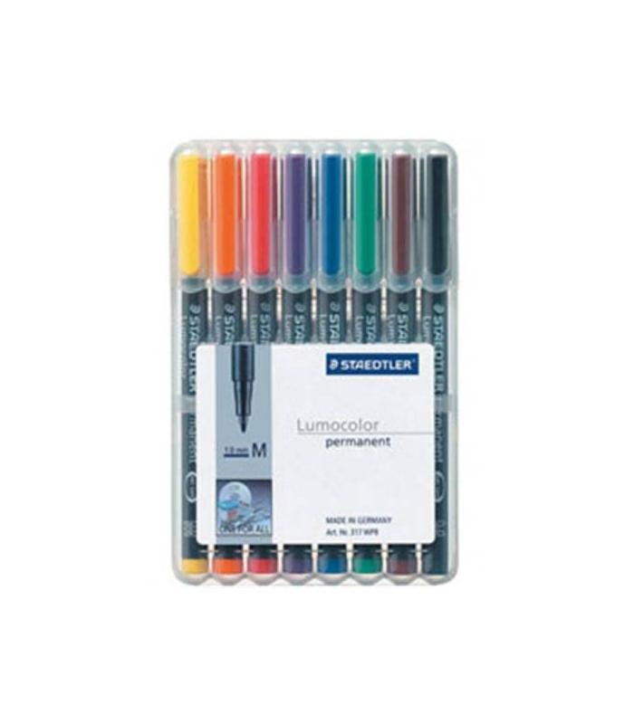 ESTUCHE 8 MARCADORES LUMOCOLOR PERMANENTE PUNTA MEDIA 1MM. SURTIDOS STAEDTLER 317 WP8