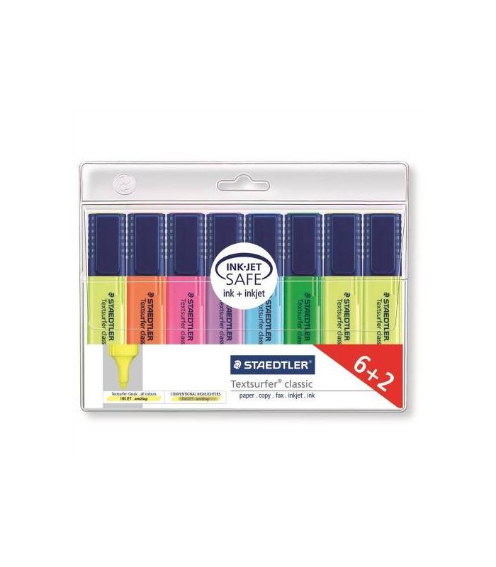 ESTUCHE 6+2 MARCADORES FLUORESCENTES TEXTSURFER CLASSIC 1-5MM. SURTIDOS STAEDTLER 364 A WP8