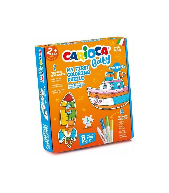 SET BABY COLORING PUZZLE TRANSPORTS CARIOCA 43080