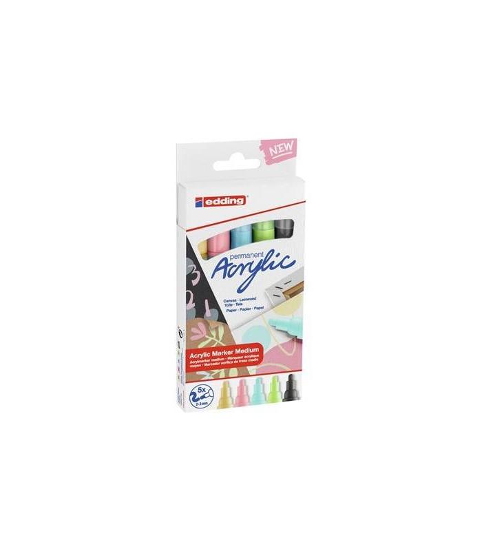 PACK 5 MARCADORES ACRLICOS TRAZO 2-3 MM. PASTEL. COLORES: 935, 926, 915, 917 Y 916. EDDING 5100-5-S-099