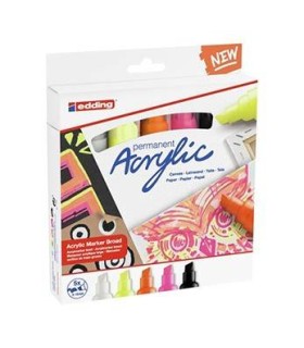 PACK 5 MARCADORES ACRLICOS TRAZO 5-10 MM. NEN. COLORES: 922, 901, 065, 066 Y 069. EDDING 5000-5-S