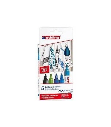 PACK 5 MARCADORES TEXTILES. COLORES FROS. EDDING 4500-5-S-099