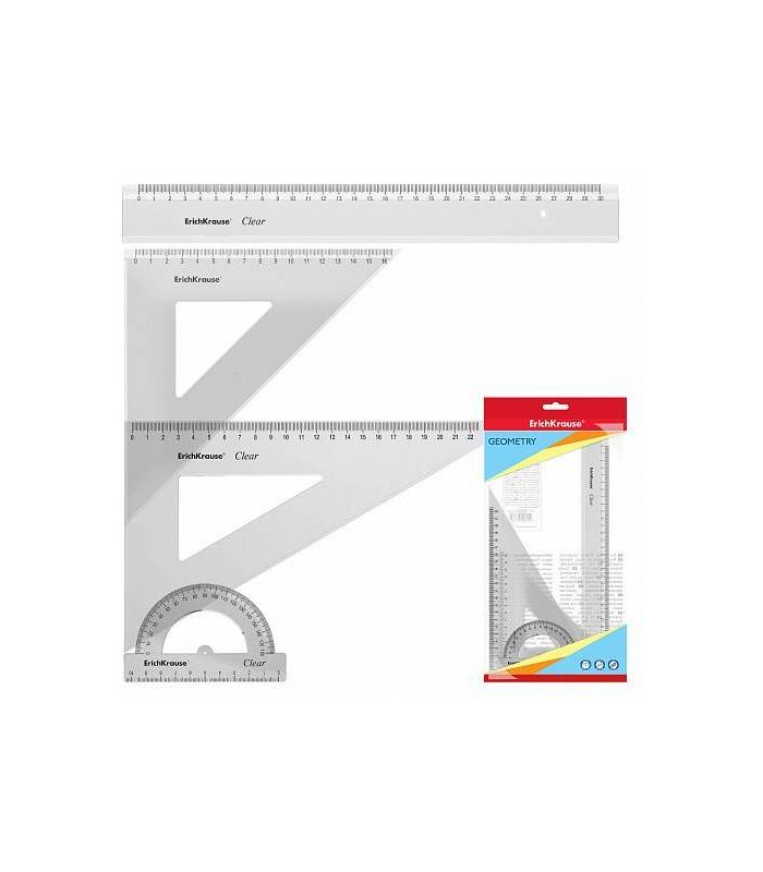 SET DE GEOMETRA GRANDE (REGLA 30 CM, ESCUADRA 16 CM/45, ESCUADRA 22 CM/60, TRANSPORTADOR 180/10CM) ERICH KRAUSE 49573
