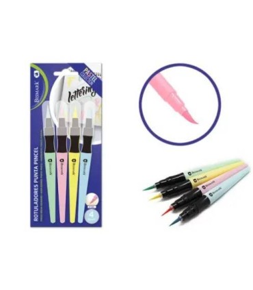 SET 4 ROTULADORES LETTERING PUNTA PINCEL PASTEL BISMARK 329575